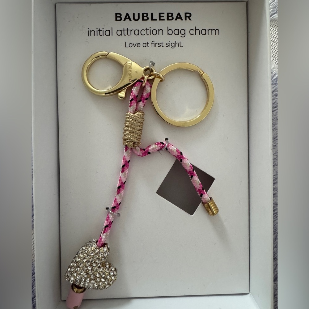 BaubleBar Pink and Gold Heart Bag Charm